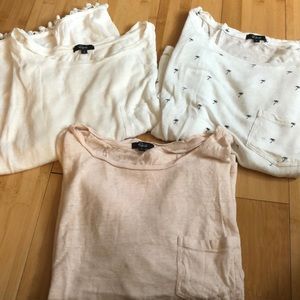 Three Rails cropped tees - white and baby pink - all size large